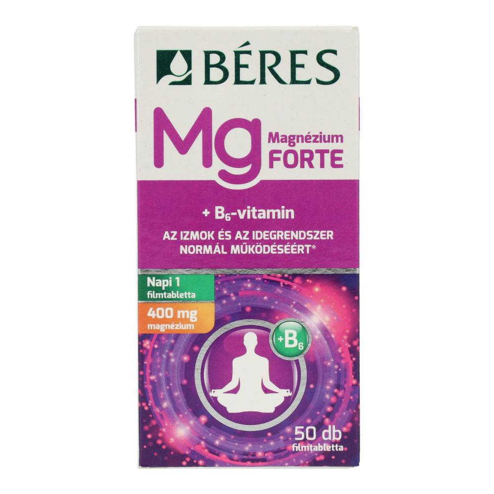 Béres Magnesium 400mg+B6 -vitamin forte tablets, 50 pcs
