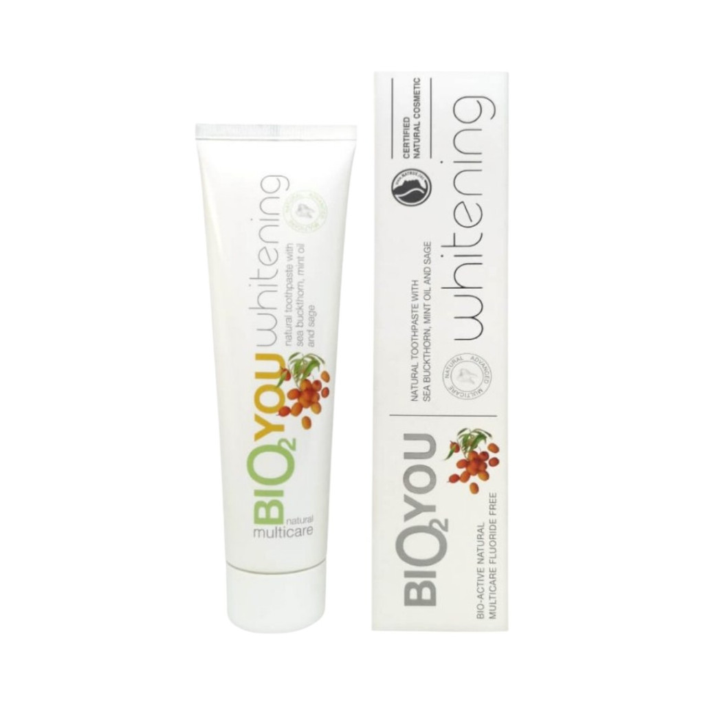 Bio2you prírodná bieliaca zubná pasta s rakytníkom, šalviou a mätovým olejom 100 ml