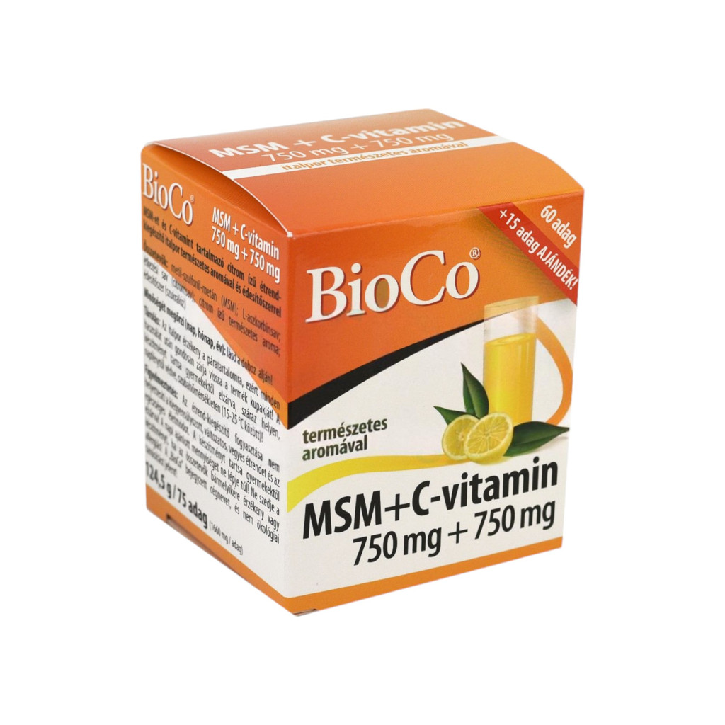 Bioco MSM+C-vitamină pulbere pentru băutură 750 mg + 750 mg, 75 buc.