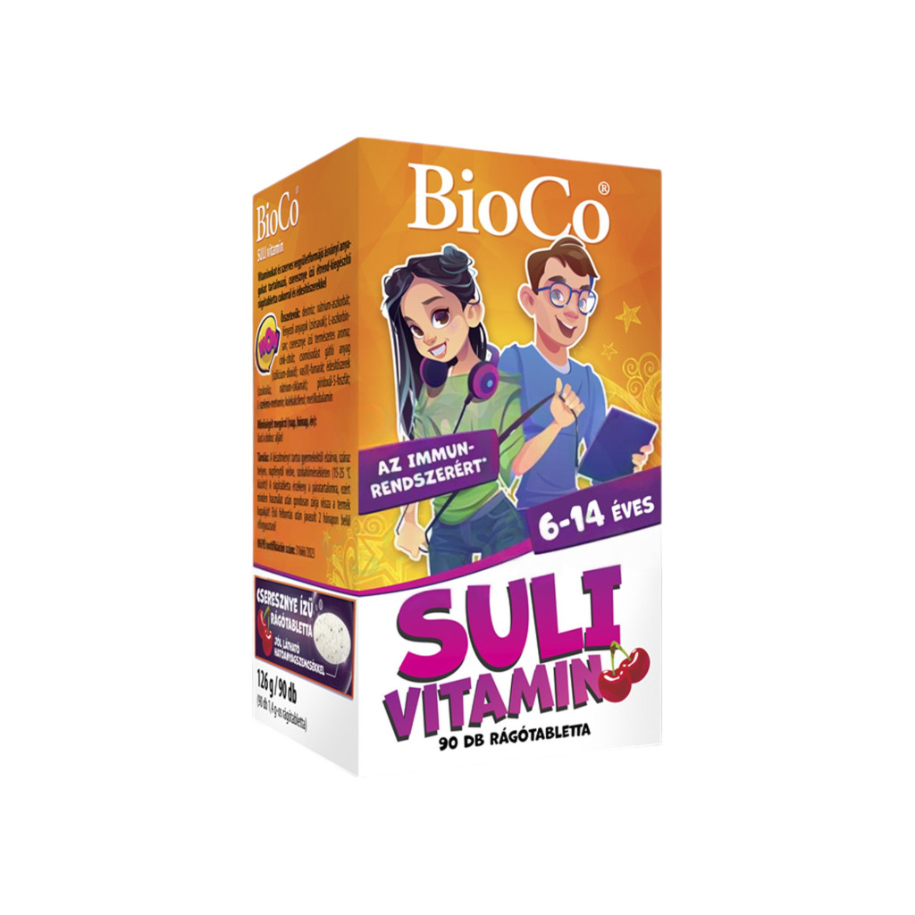 BIOCO SULI VITAMIN 6-14 ÉVESEKNEK CSERESZNYE ÍZŰ RÁGÓTABLETTA 90DB