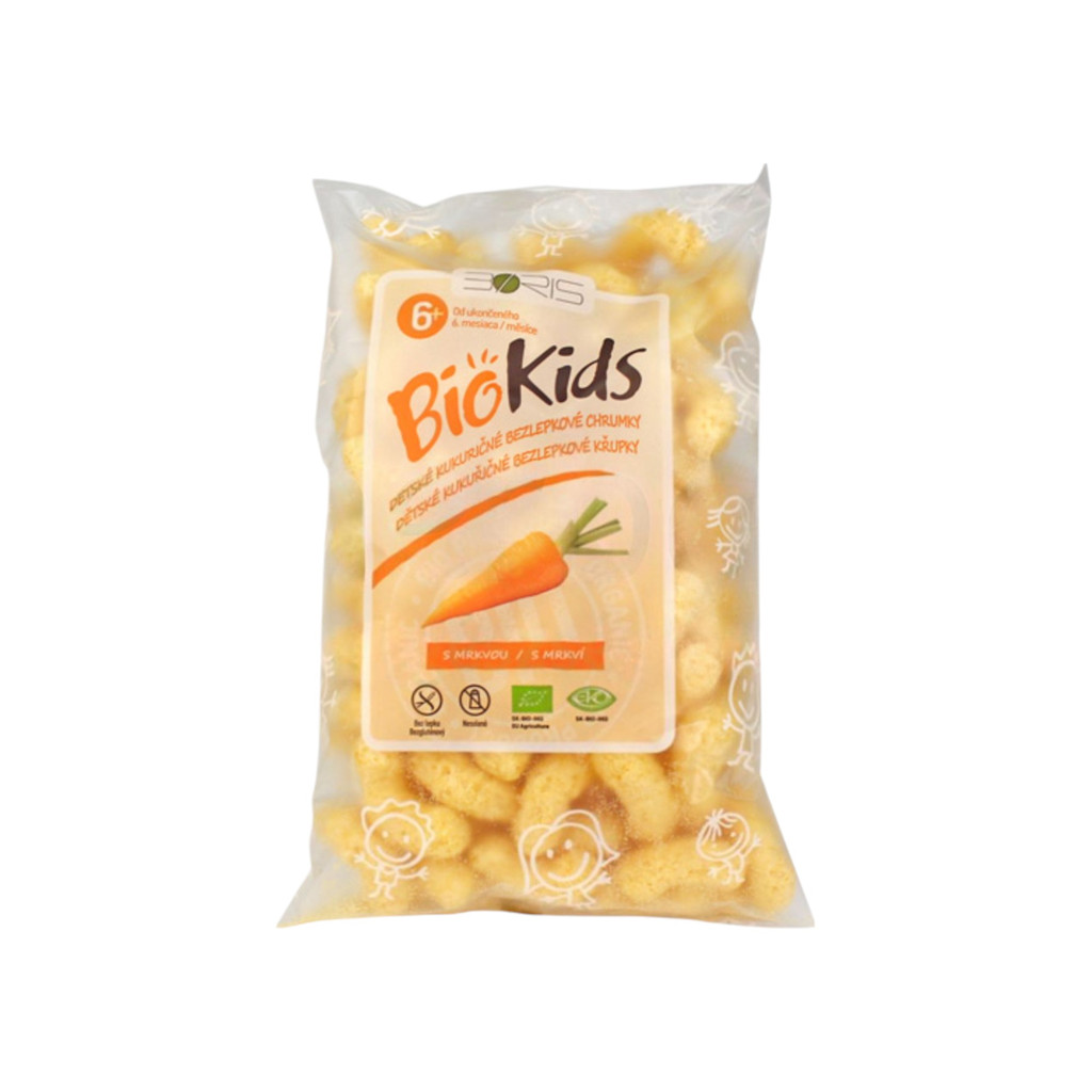 Biokids bio extrudovaná kukuřičná svačina s mrkví 55 g