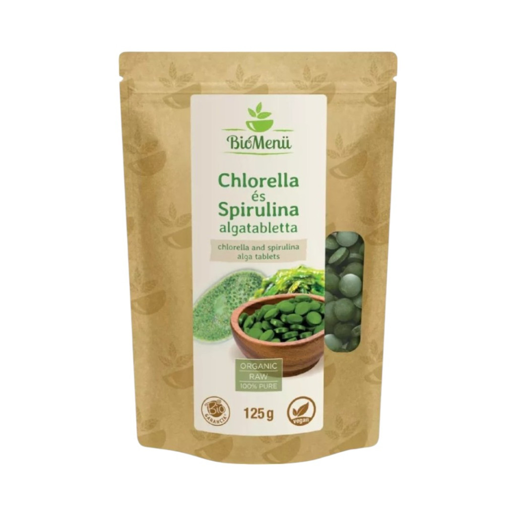 BioMenü bio chlorella és spirulina tabletta 125 g