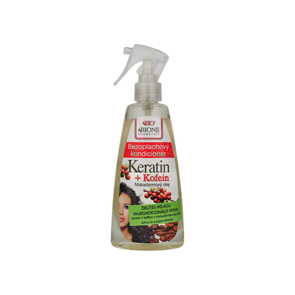 Bione Cosmetics keratin+caffeine+macadamia oil leave-in conditioner spray 260 ml
