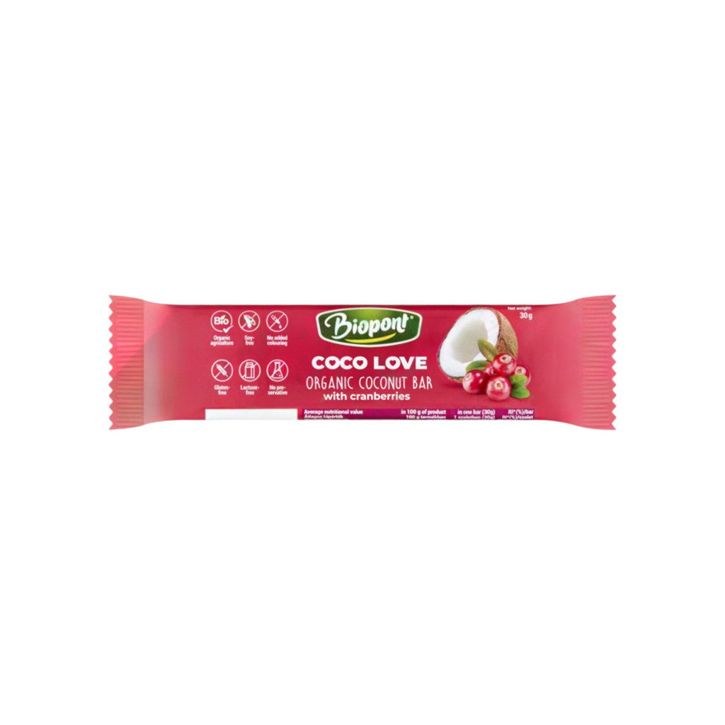 Felie Bio cu nuci de cocos și afine roșii, 30 g