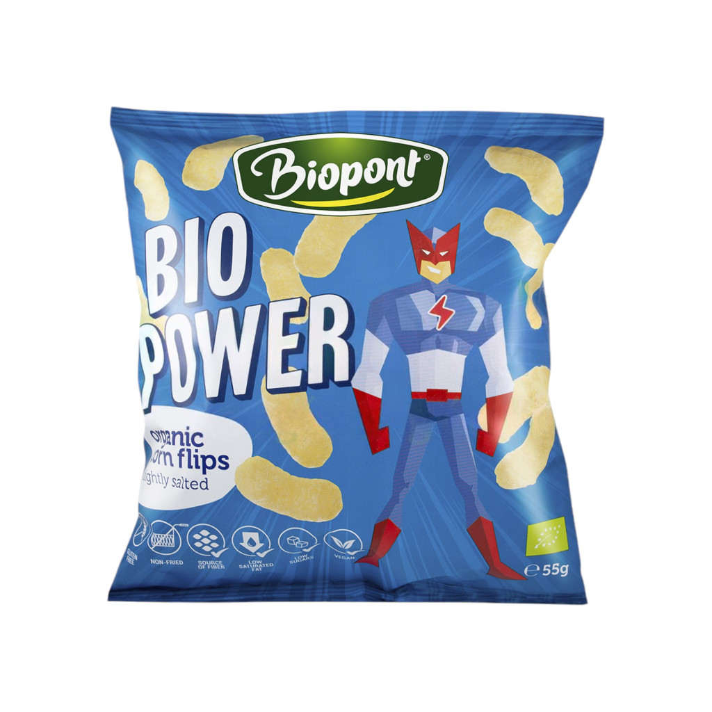 Biopont bio power extrudált bio kukorica enyhén sós gluténmentes 55 g