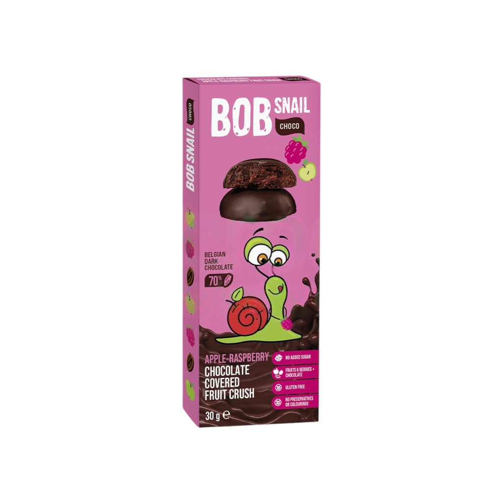 Bob Snail gyümölcs snack étcsokoládéban alma-málna 30 g