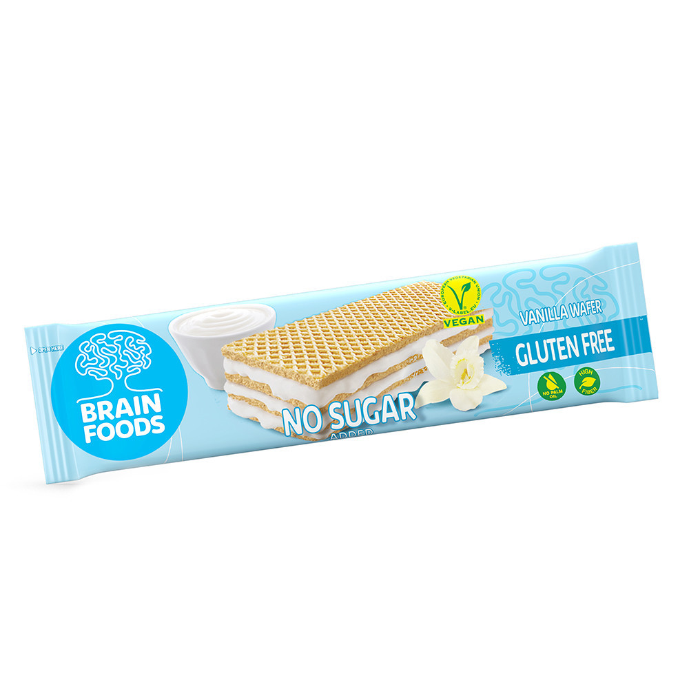 Brain Foods gluténmentes ostyaszelet vaníliás krémmel töltött, édesítőszerekkel 30 g