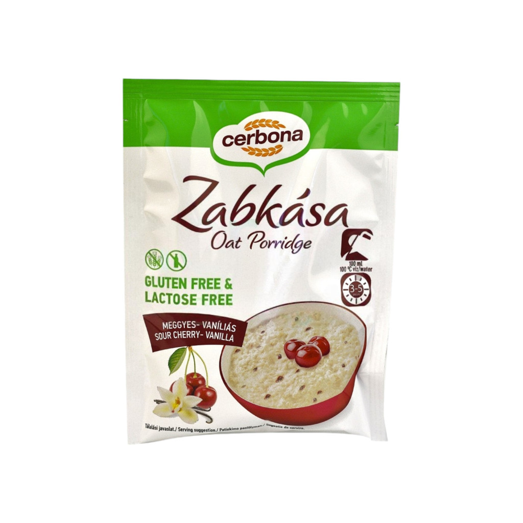 Cerbona bezlepková ovsená kaša s čerešňou a vanilkou, 50 g