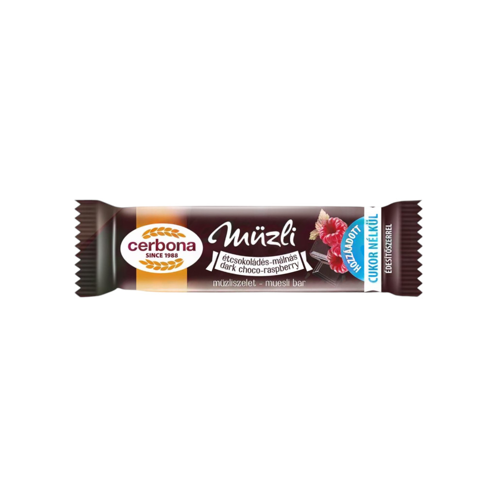 Cerbona Riegel mit dunkler Schokolade und Himbeeren, 20 g