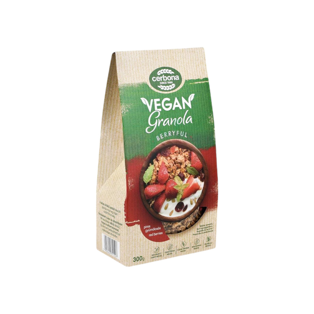 Cerbona vegán granola müzli piros gyümölcsös 300 g