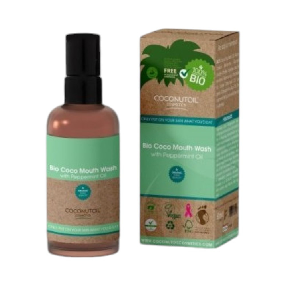 Cosmetice cu ulei de nucă de cocos bio apă de gură cu mentă 100 ml