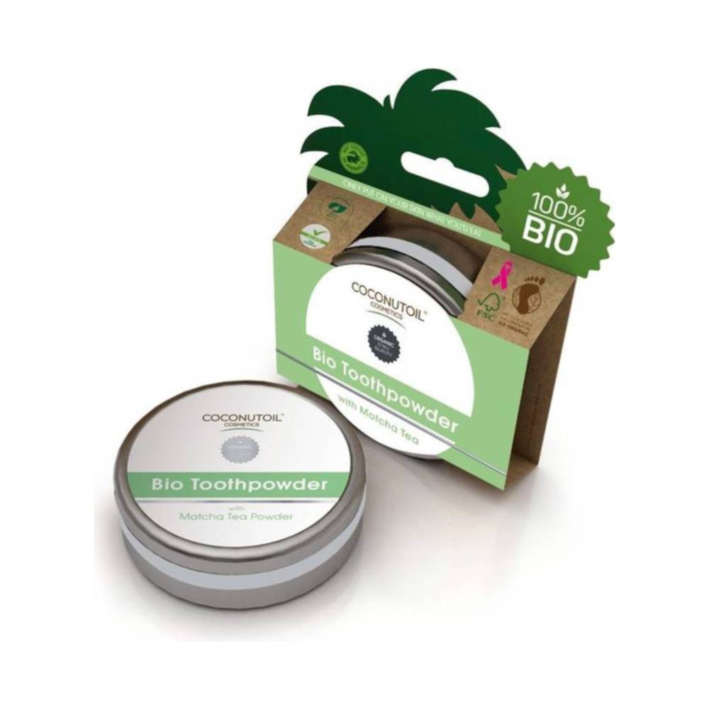 Coconut oil cosmetics bio toothpowder with matcha tea 50 ml