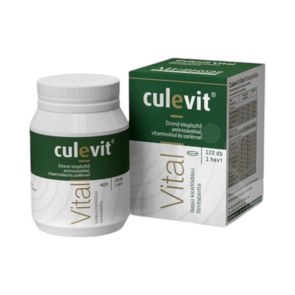 Culevit vital film-coated tablets, dietary supplement with amino acids, vitamins, and selenium, 120 pieces