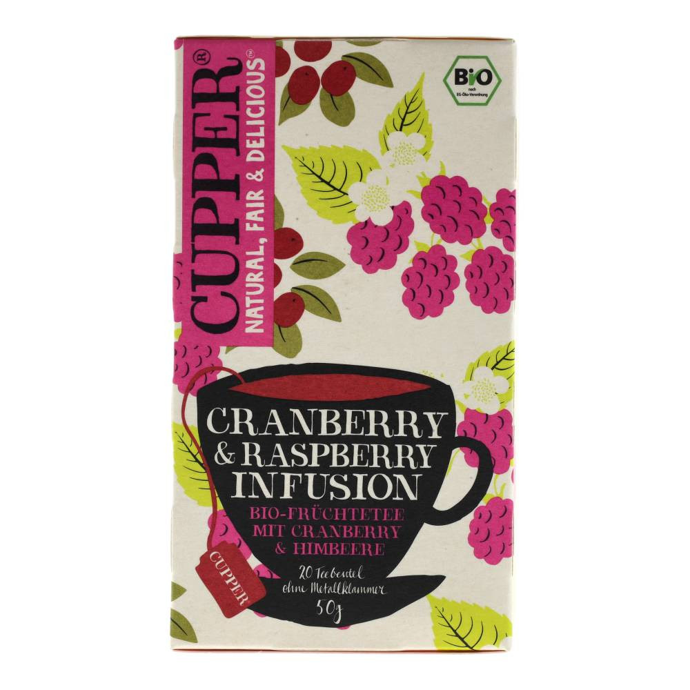 Cupper bio cranberry&amp;amp;amp;ampampampampampampampraspberry tőzegáfonya-málna tea 20 db 50 g