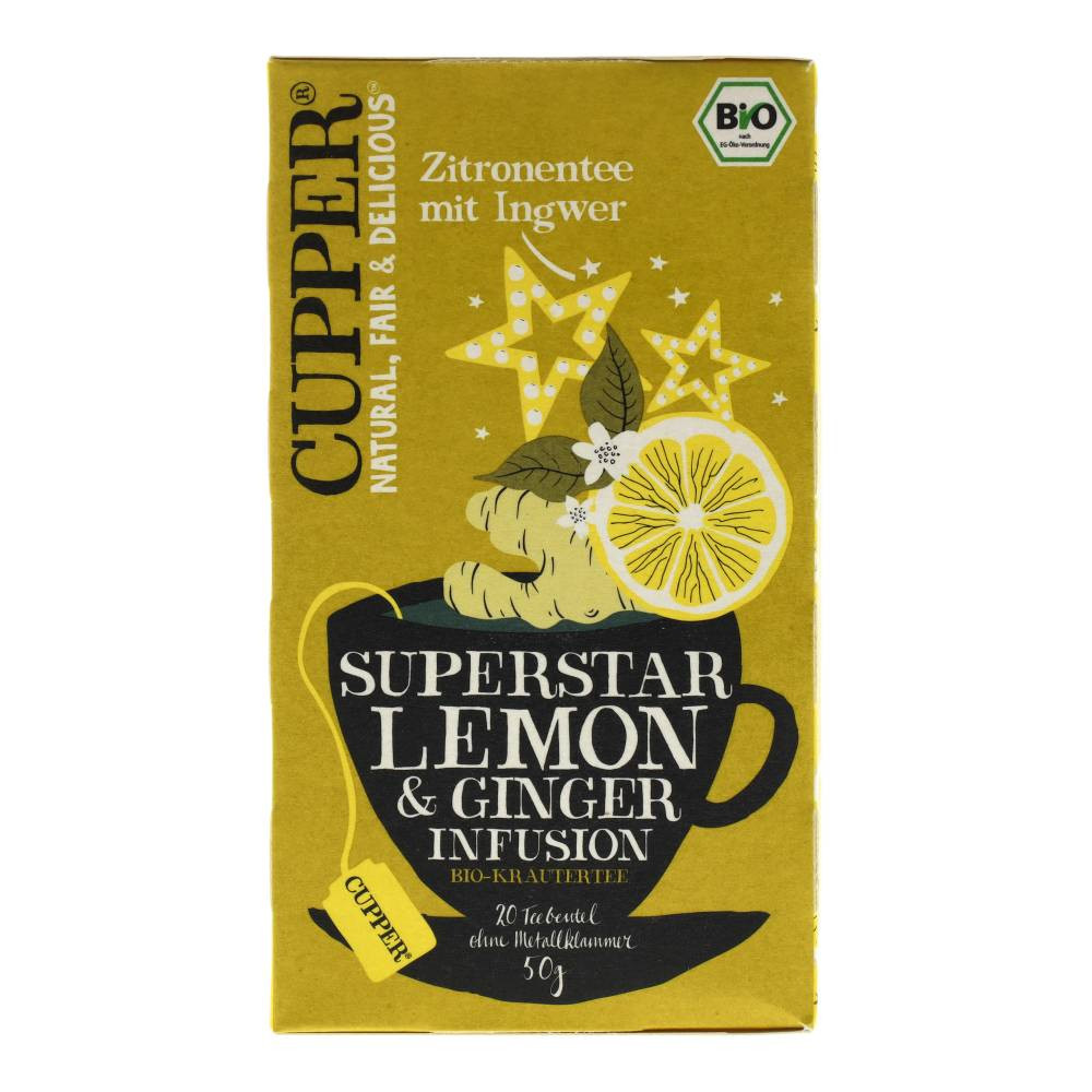 Cupper bio lemon&amp;amp;amp;ampampampampampampampginger citrom-gyömbér gyümölcstea 20db 50 g