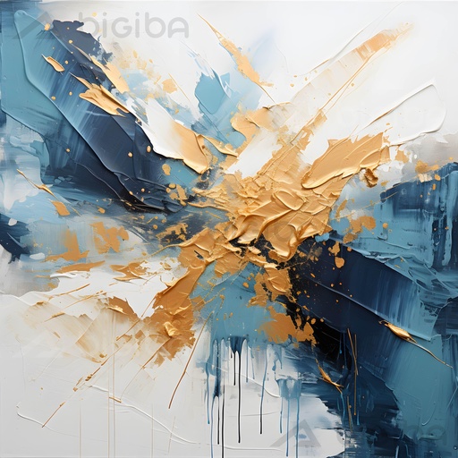 Éclaboussure Dorée sur Toile Bleue