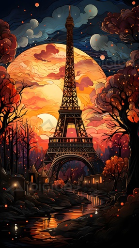Crepúsculo carmesí en la Torre Eiffel