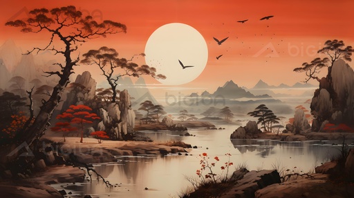 Crimson Dusk Tranquility
