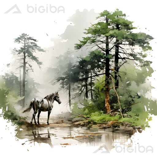 Misty Forest Equine Solitude