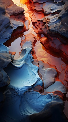Crimson Flow and Azure Calm