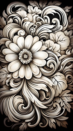 Paysage floral monochrome