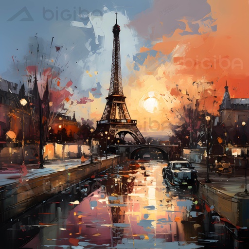 Sonhos do pôr do sol parisiense