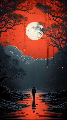 Crimson Dusk and Solitude